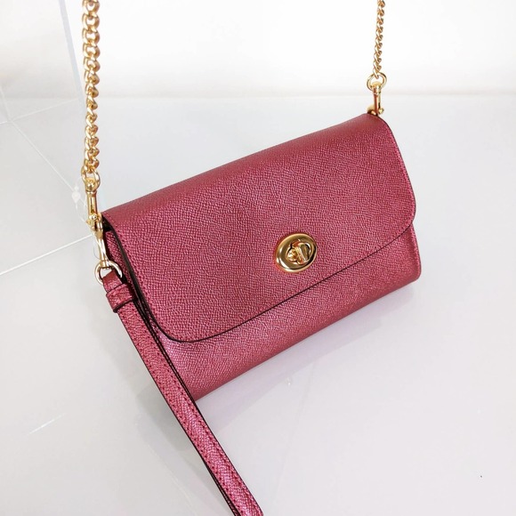 Coach Leather Chain Crossbody Bag Wristlet